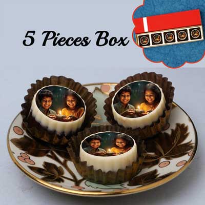 "Personalised chocolate Box (5pcs) - code PD06(Diwali)(Photo) - Click here to View more details about this Product